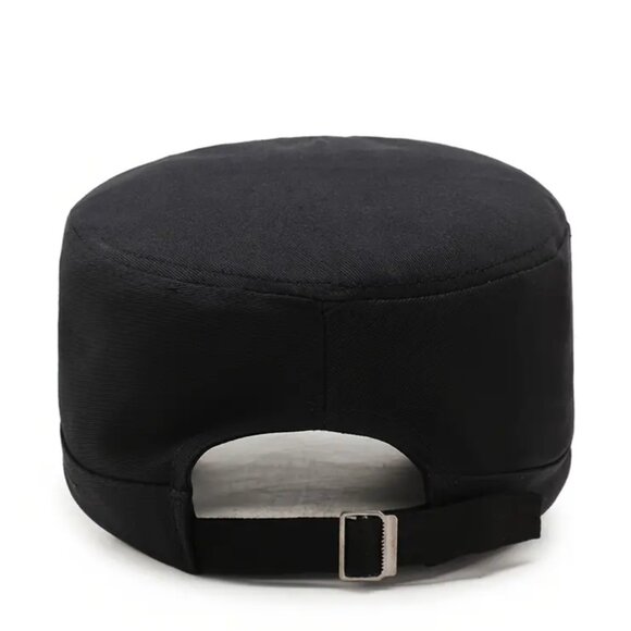 NWOTWomen's Military-Style Flat Brim Cap-Adjustable, Breathable Polyester, Black - Picture 2 of 3
